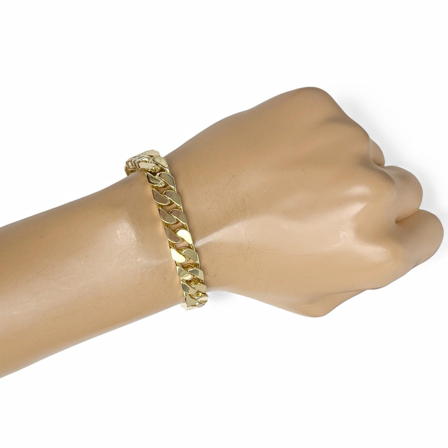 14k Yellow Gold Flat Cuban Link 9.50mm Hidden Box Clasp Bracelet 8.00" 59.9g