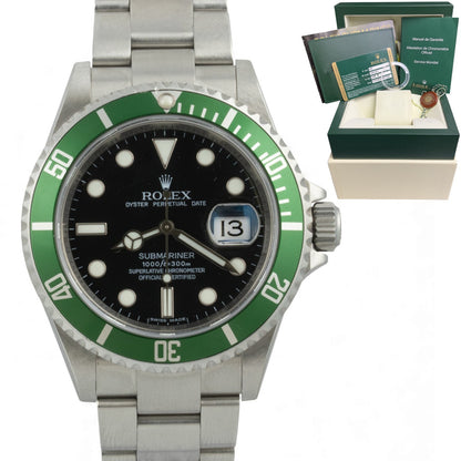 UNPOLISHED Rolex Submariner Kermit Green 40mm Watch 16610 LV 2008-9 BOX + PAPERS