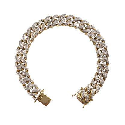 14k White & Yellow Gold Cuban 11mm Link Diamond Bracelet 3.80ctw 66.3g 8.00"