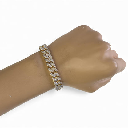 14k White & Yellow Gold Cuban 11mm Link Diamond Bracelet 3.80ctw 66.3g 8.00"