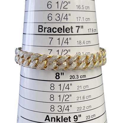 14k White & Yellow Gold Cuban 11mm Link Diamond Bracelet 3.80ctw 66.3g 8.00"
