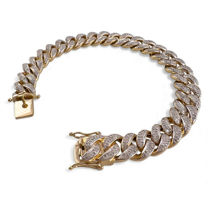 14k White & Yellow Gold Cuban 11mm Link Diamond Bracelet 3.80ctw 66.3g 8.00"