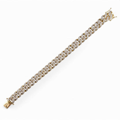14k White & Yellow Gold Cuban 11mm Link Diamond Bracelet 3.80ctw 66.3g 8.00"
