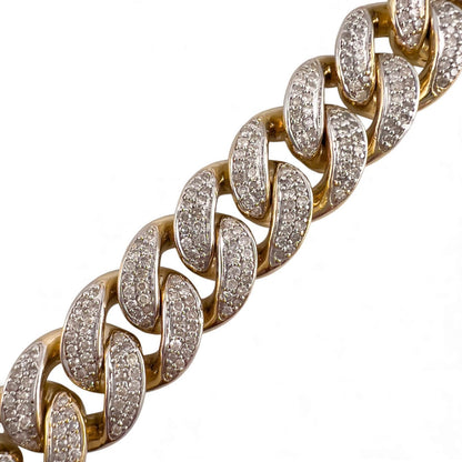 14k White & Yellow Gold Cuban 11mm Link Diamond Bracelet 3.80ctw 66.3g 8.00"