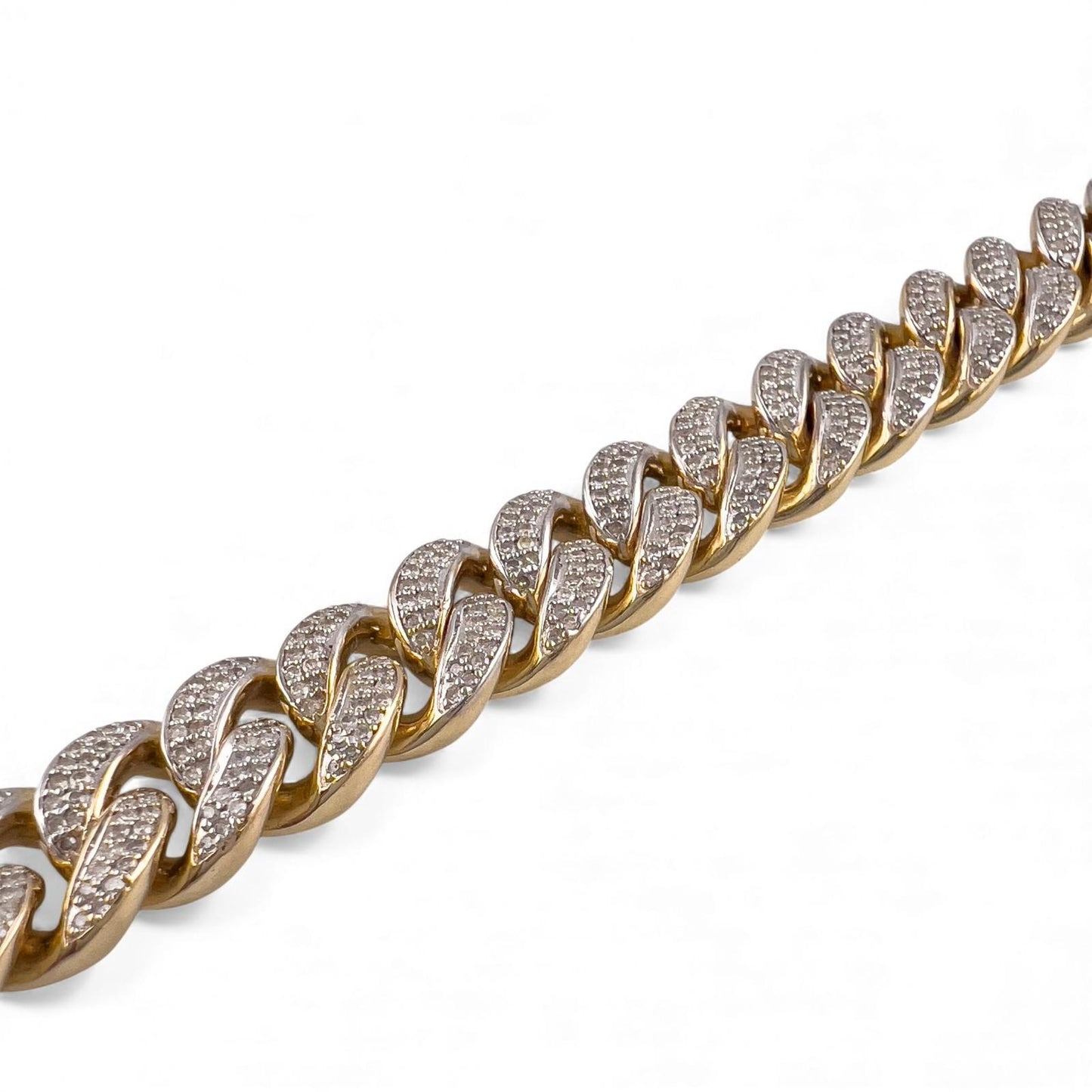 14k White & Yellow Gold Cuban 11mm Link Diamond Bracelet 3.80ctw 66.3g 8.00"