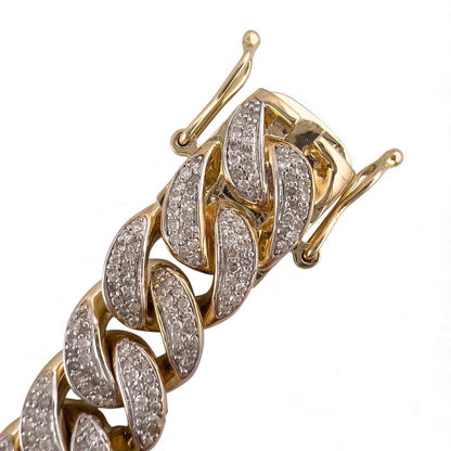 14k White & Yellow Gold Cuban 11mm Link Diamond Bracelet 3.80ctw 66.3g 8.00"