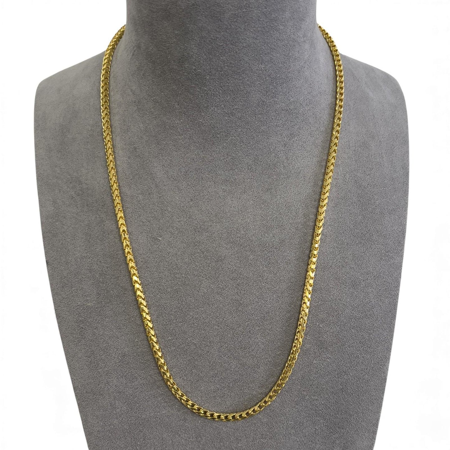 14k Yellow Gold Franco Link 4.00mm Boxy Cuban Chain Necklace 24" 52.0g