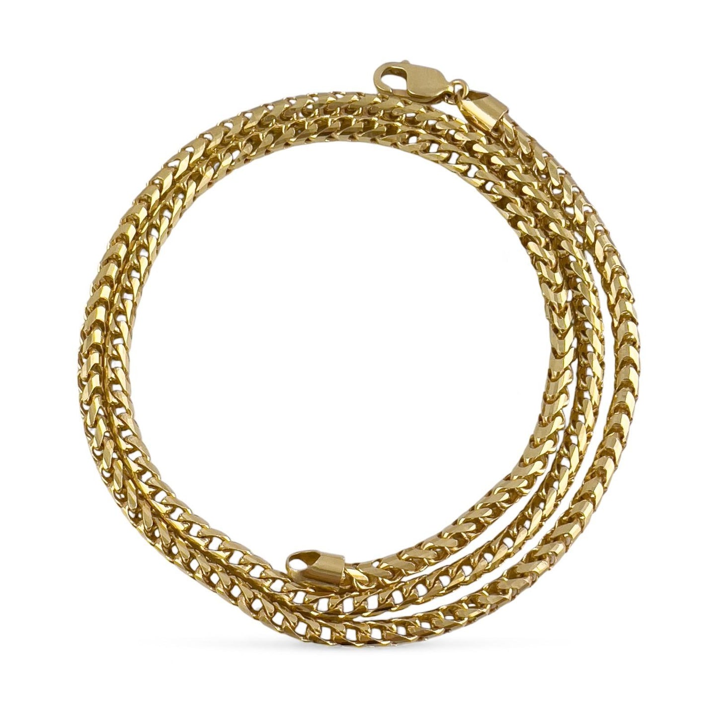 14k Yellow Gold Franco Link 4.00mm Boxy Cuban Chain Necklace 24" 52.0g