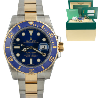 Rolex Submariner 18k Gold & Stainless Steel Blue 40mm 116613 LB BOX + PAPERS