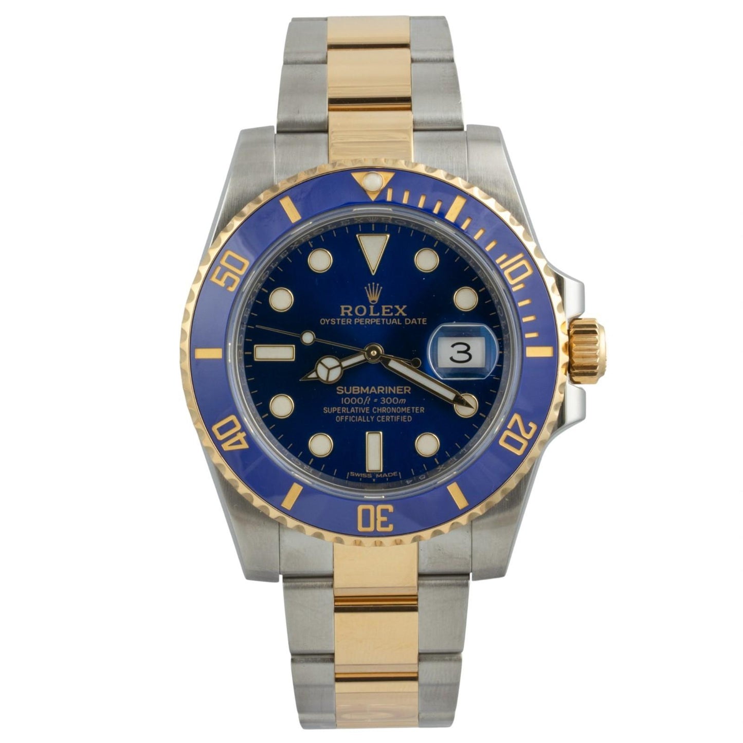 Rolex Submariner 18k Gold & Stainless Steel Blue 40mm 116613 LB BOX + PAPERS