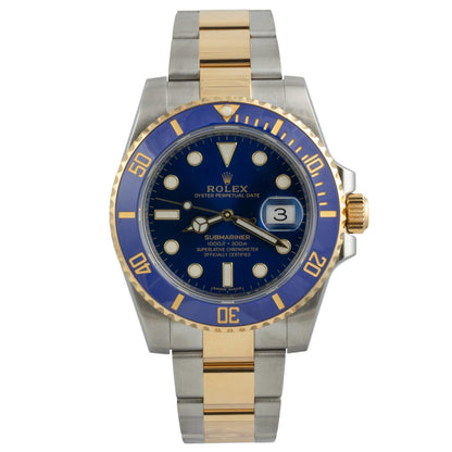 Rolex Submariner 18k Gold & Stainless Steel Blue 40mm 116613 LB BOX + PAPERS
