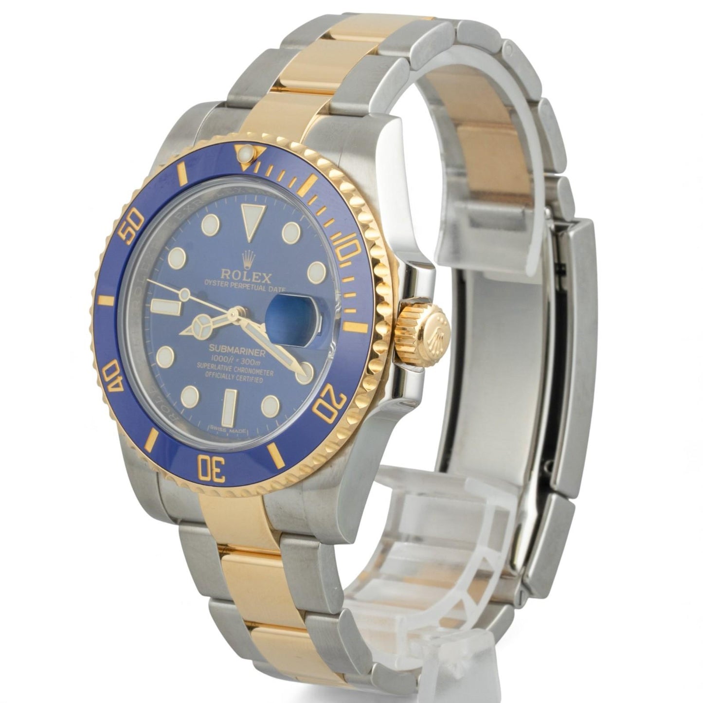 Rolex Submariner 18k Gold & Stainless Steel Blue 40mm 116613 LB BOX + PAPERS