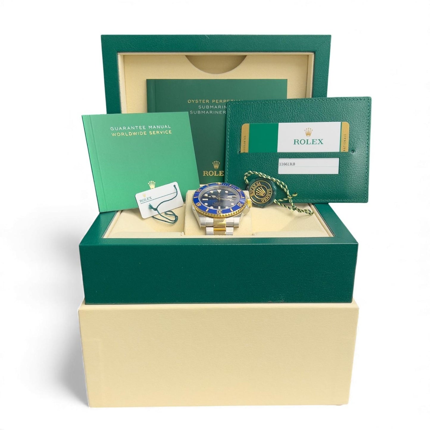 Rolex Submariner 18k Gold & Stainless Steel Blue 40mm 116613 LB BOX + PAPERS