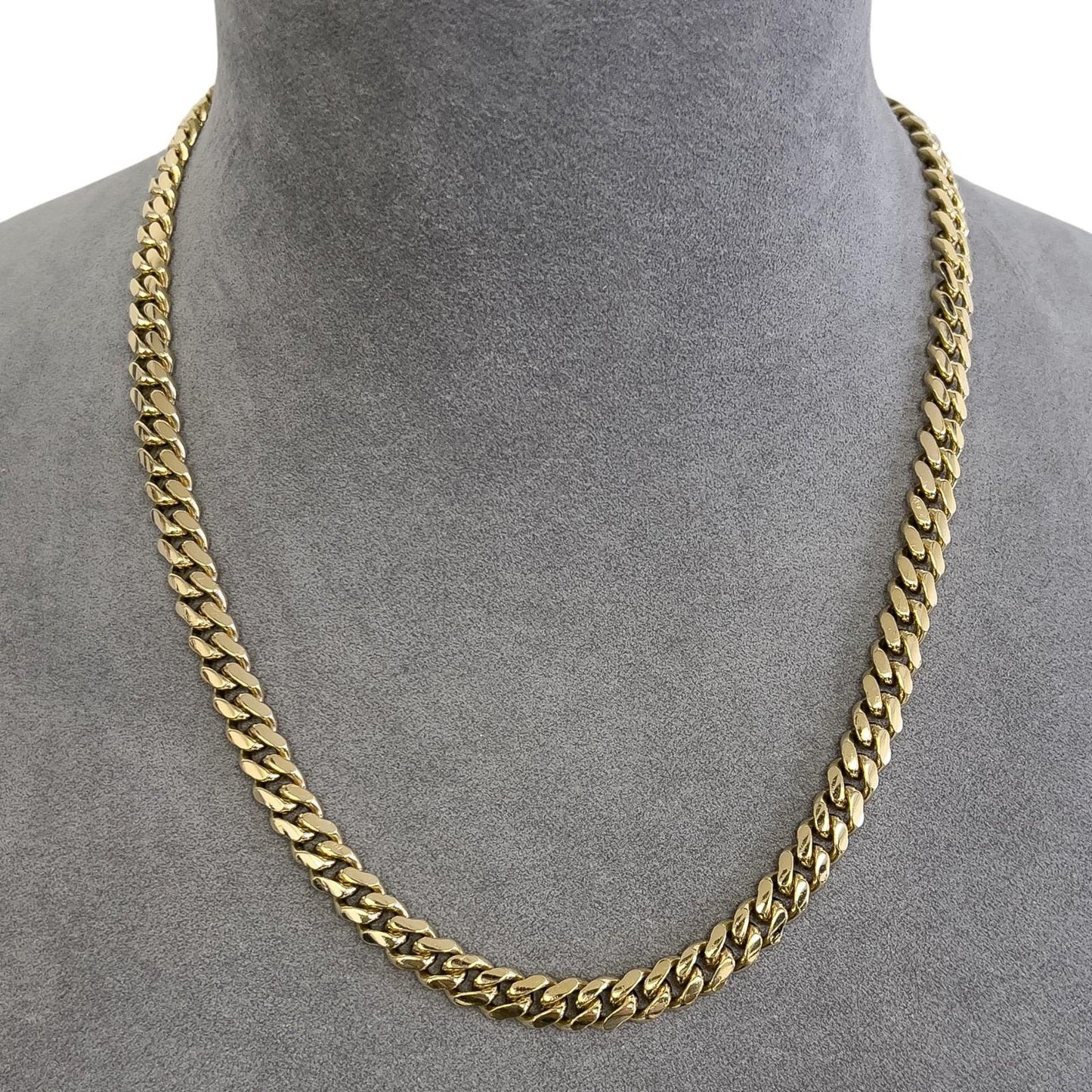 14k Yellow Gold Miami Cuban Link 7.40mm Chain Lobster Clasp Necklace 20" 75.6g