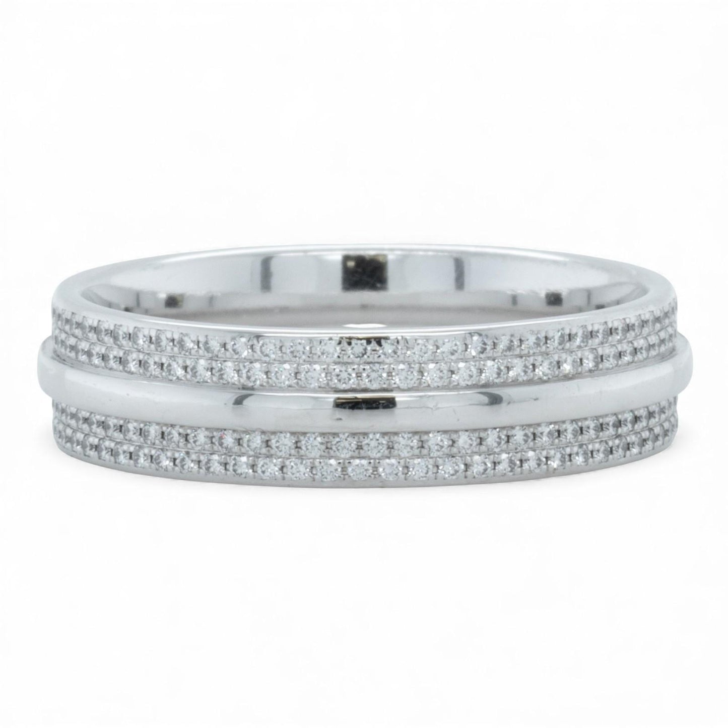 Tiffany & Co. T Wide Pave Diamond 18k White Gold Band 0.57ctw Ring Size 10.5
