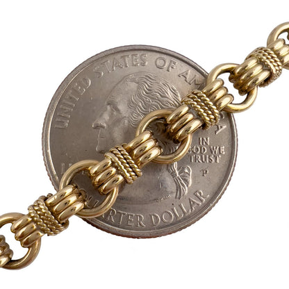 Vintage Tiffany Co. 14k Yellow Gold Twisted Rope Circle Link Choker Necklace 16"