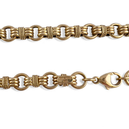 Vintage Tiffany Co. 14k Yellow Gold Twisted Rope Circle Link Choker Necklace 16"