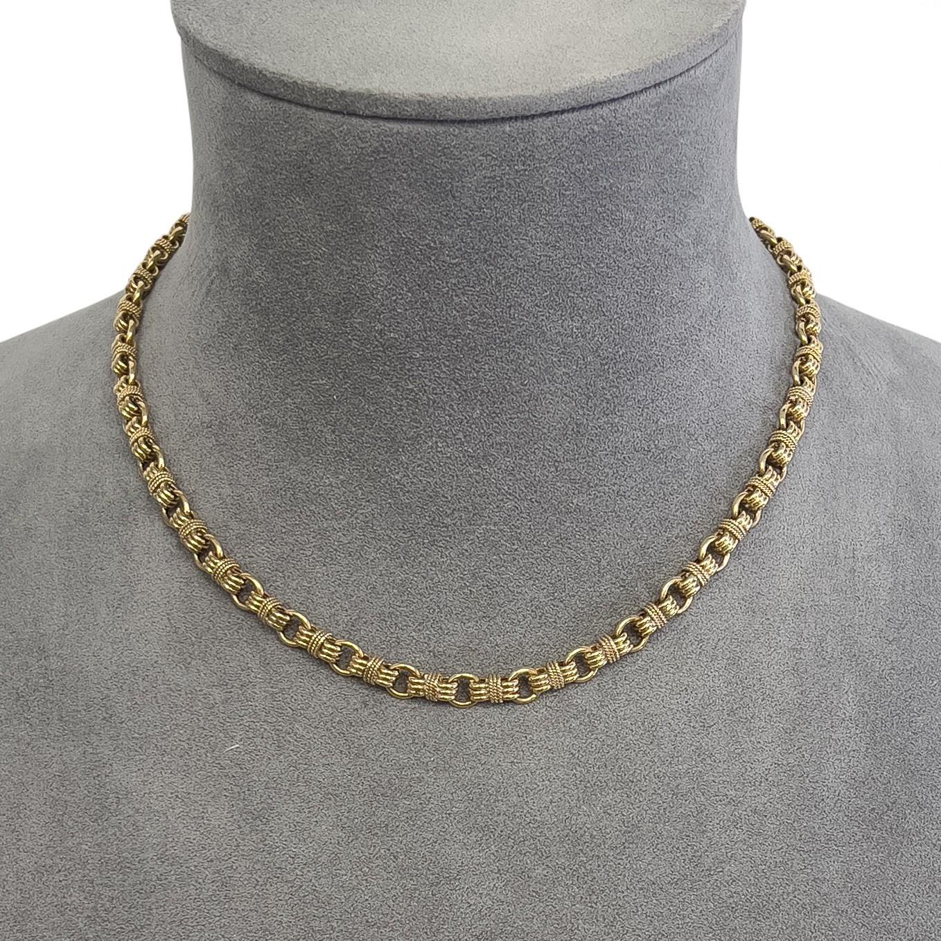 Vintage Tiffany Co. 14k Yellow Gold Twisted Rope Circle Link Choker Necklace 16"