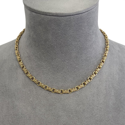 Vintage Tiffany Co. 14k Yellow Gold Twisted Rope Circle Link Choker Necklace 16"