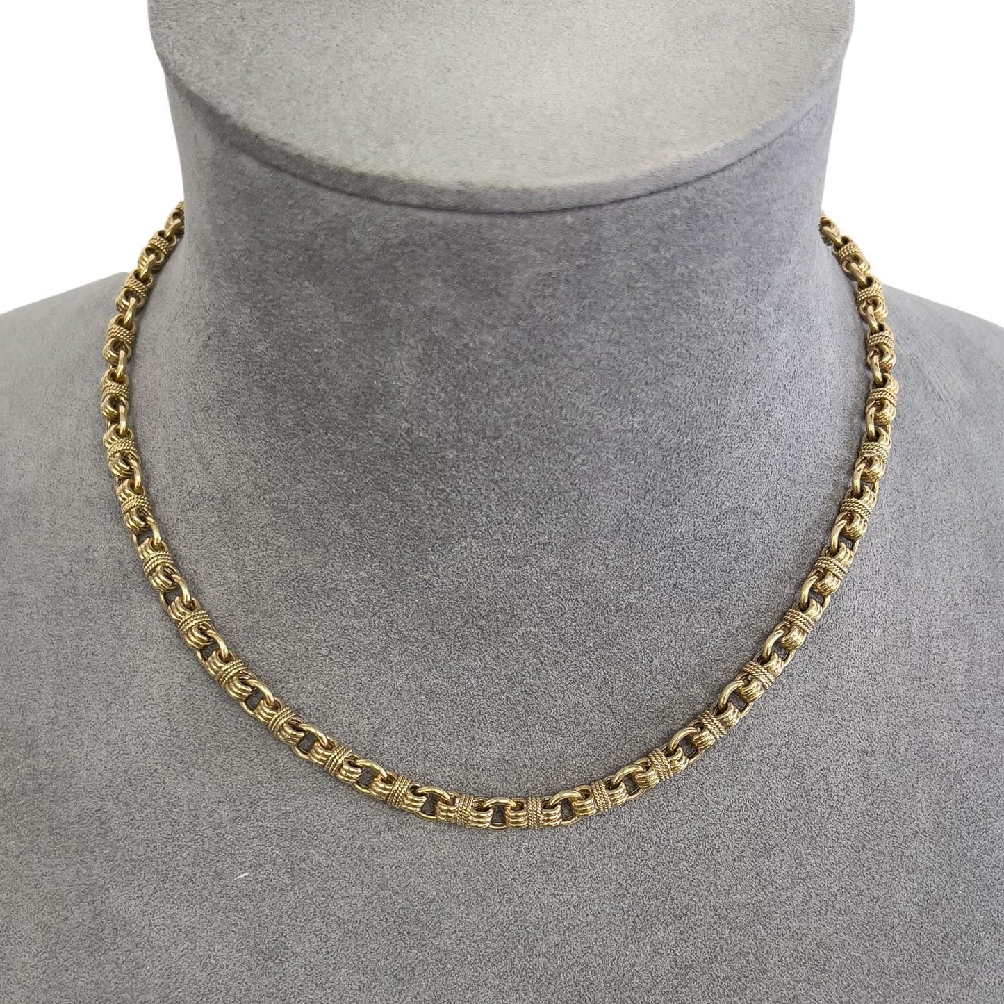 Vintage Tiffany Co. 14k Yellow Gold Twisted Rope Circle Link Choker Necklace 16"