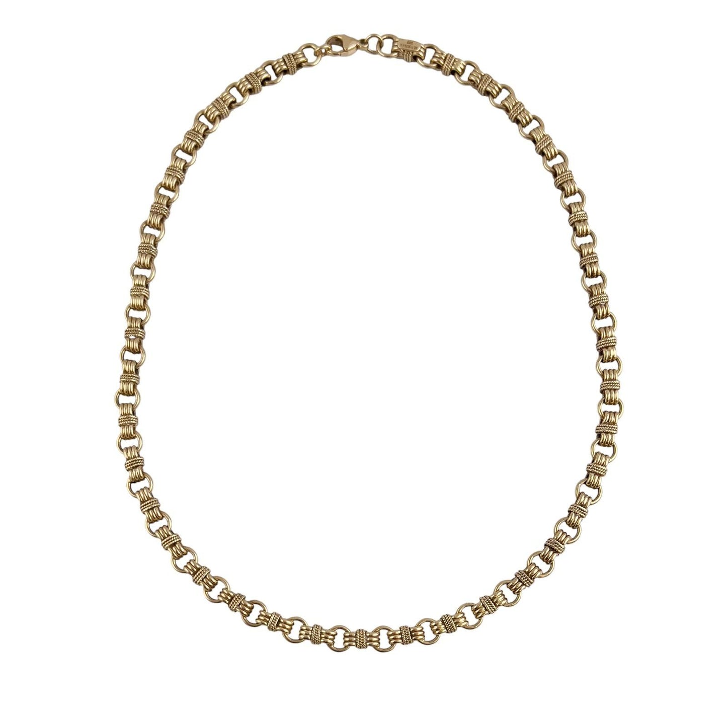 Vintage Tiffany Co. 14k Yellow Gold Twisted Rope Circle Link Choker Necklace 16"