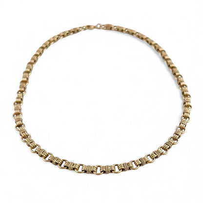 Vintage Tiffany Co. 14k Yellow Gold Twisted Rope Circle Link Choker Necklace 16"