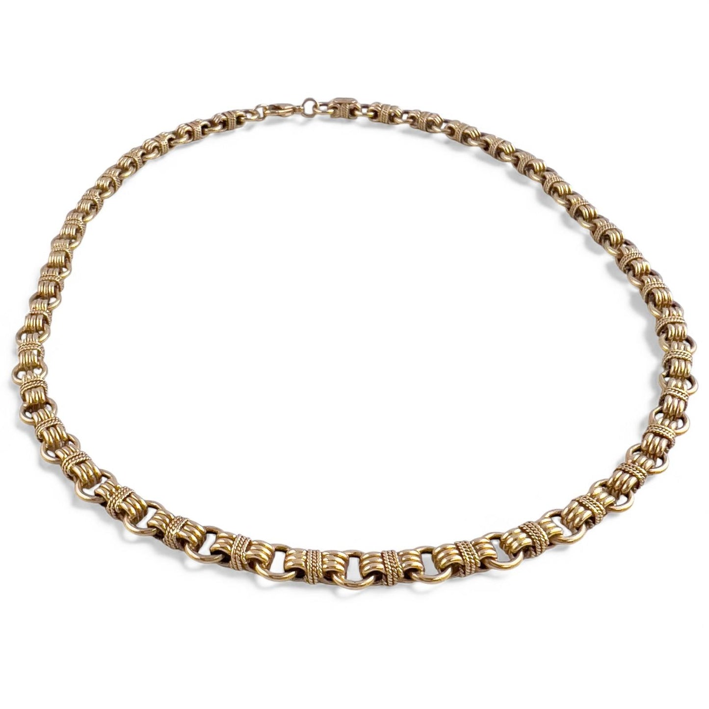 Vintage Tiffany Co. 14k Yellow Gold Twisted Rope Circle Link Choker Necklace 16"