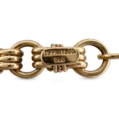 Vintage Tiffany Co. 14k Yellow Gold Twisted Rope Circle Link Choker Necklace 16"