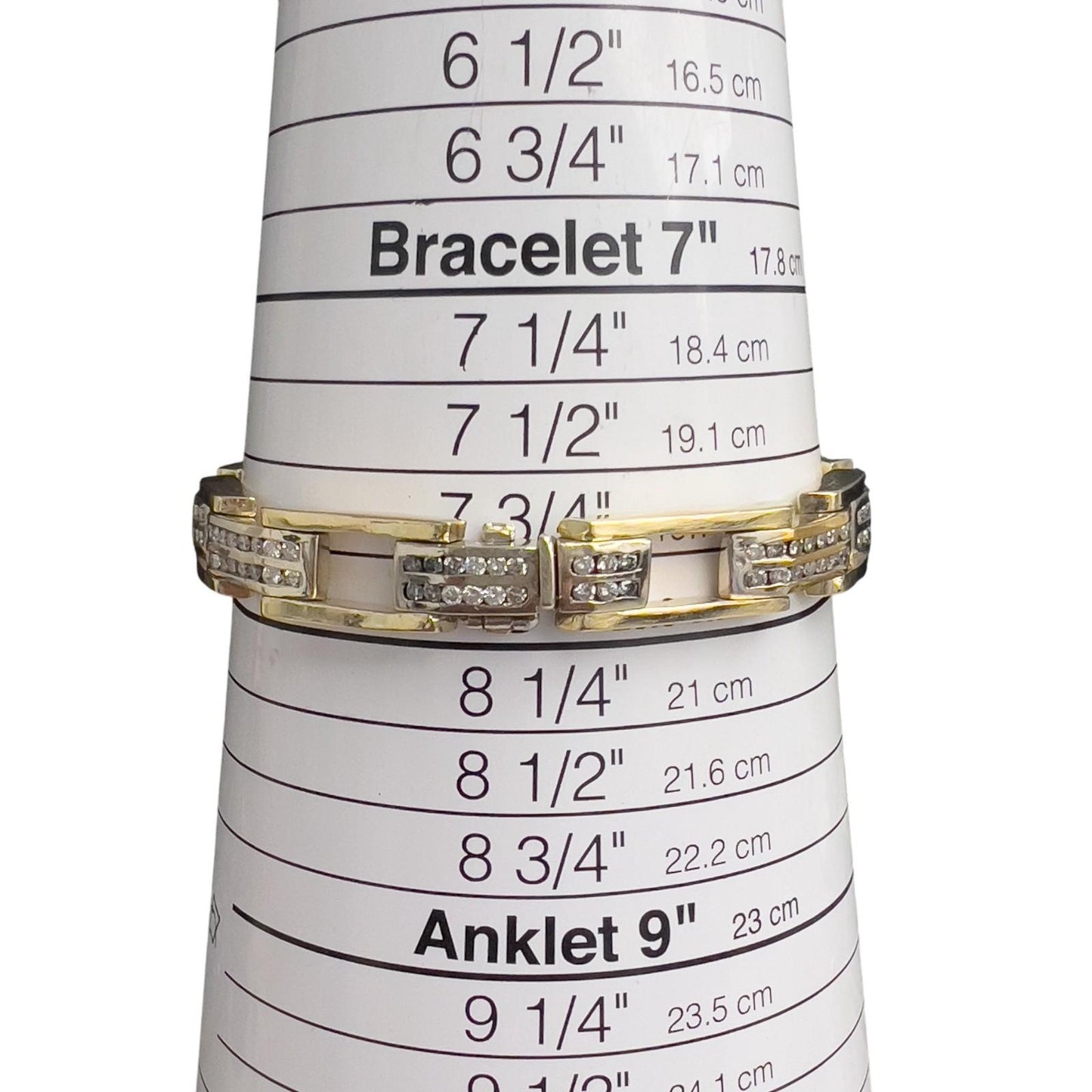 14k White & Yellow Gold Two Row Diamond Bar Link Station Bracelet 3.00ctw 8.25"
