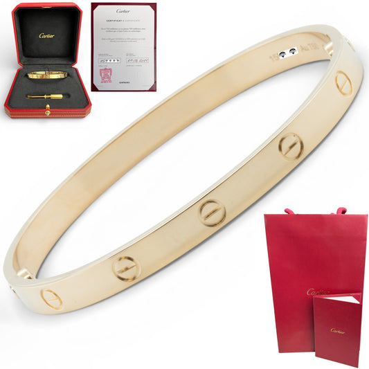 2025 Cartier LOVE 18k Yellow Gold NEW STYLE Classic Bracelet SZ 19 BAG BOX CERT