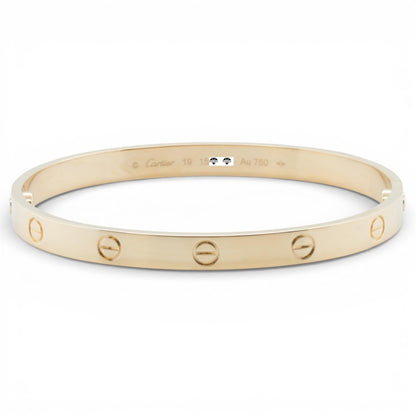 2025 Cartier LOVE 18k Yellow Gold NEW STYLE Classic Bracelet SZ 19 BAG BOX CERT