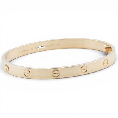 2025 Cartier LOVE 18k Yellow Gold NEW STYLE Classic Bracelet SZ 19 BAG BOX CERT