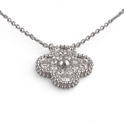 Van Cleef Arpels Vintage Alhambra 18k White Gold Diamond Necklace 16.5" BOX CARD