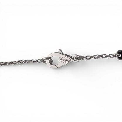 Van Cleef Arpels Vintage Alhambra 18k White Gold Diamond Necklace 16.5" BOX CARD