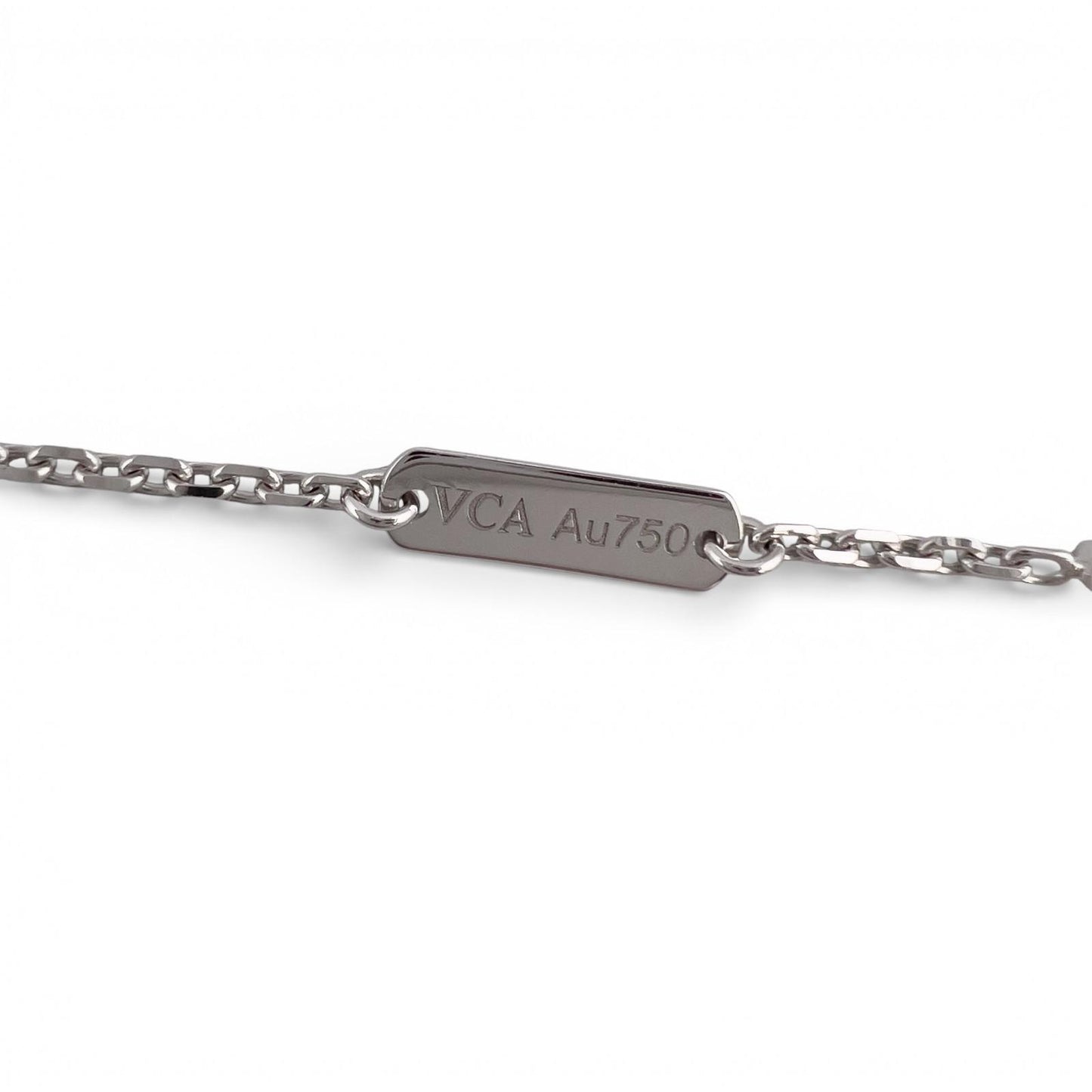 Van Cleef Arpels Vintage Alhambra 18k White Gold Diamond Necklace 16.5" BOX CARD