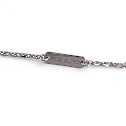 Van Cleef Arpels Vintage Alhambra 18k White Gold Diamond Necklace 16.5" BOX CARD