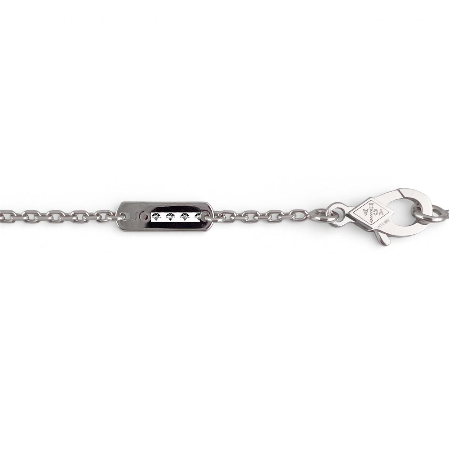 Van Cleef Arpels Vintage Alhambra 18k White Gold Diamond Necklace 16.5" BOX CARD