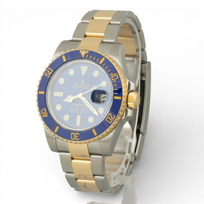 Rolex Submariner 18k Gold & Stainless Steel Blue 40mm 116613 LB BOX PAPERS