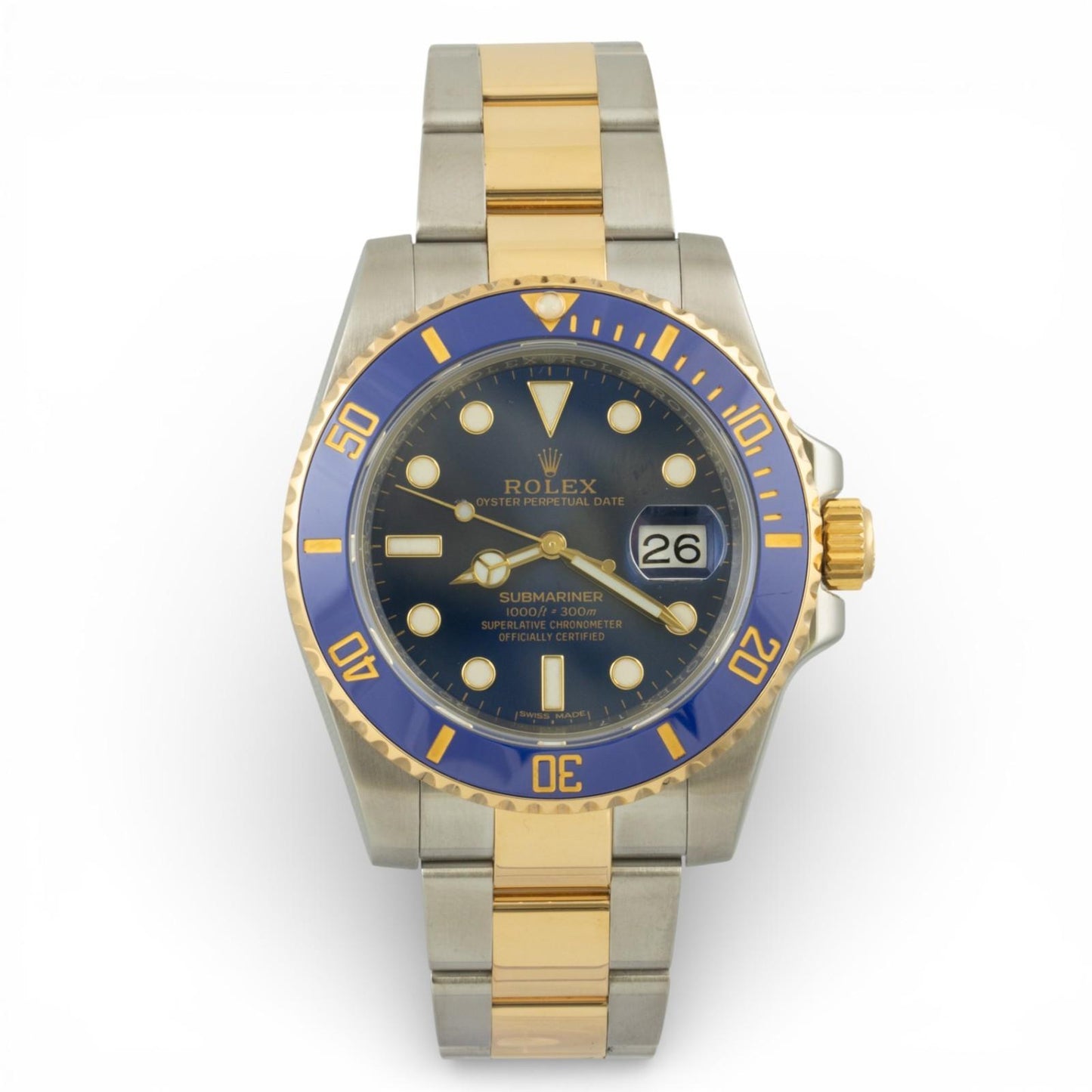 Rolex Submariner 18k Gold & Stainless Steel Blue 40mm 116613 LB BOX PAPERS