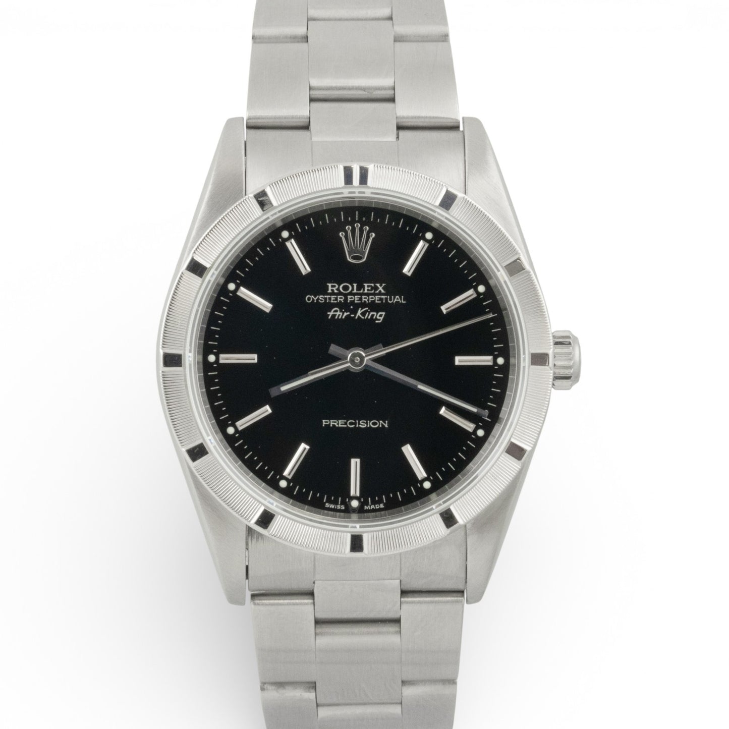 2000 Rolex Air King 14010M Black Dial 34mm Stainless Steel Engine Turned Watch