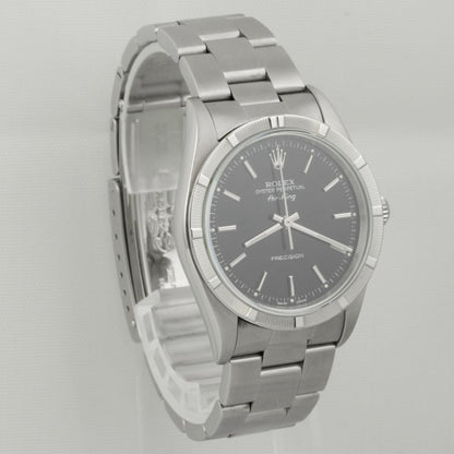 2000 Rolex Air King 14010M Black Dial 34mm Stainless Steel Engine Turned Watch