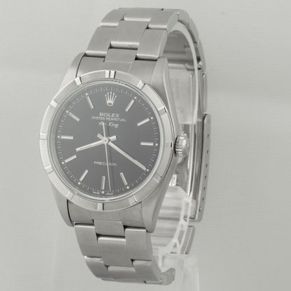 2000 Rolex Air King 14010M Black Dial 34mm Stainless Steel Engine Turned Watch