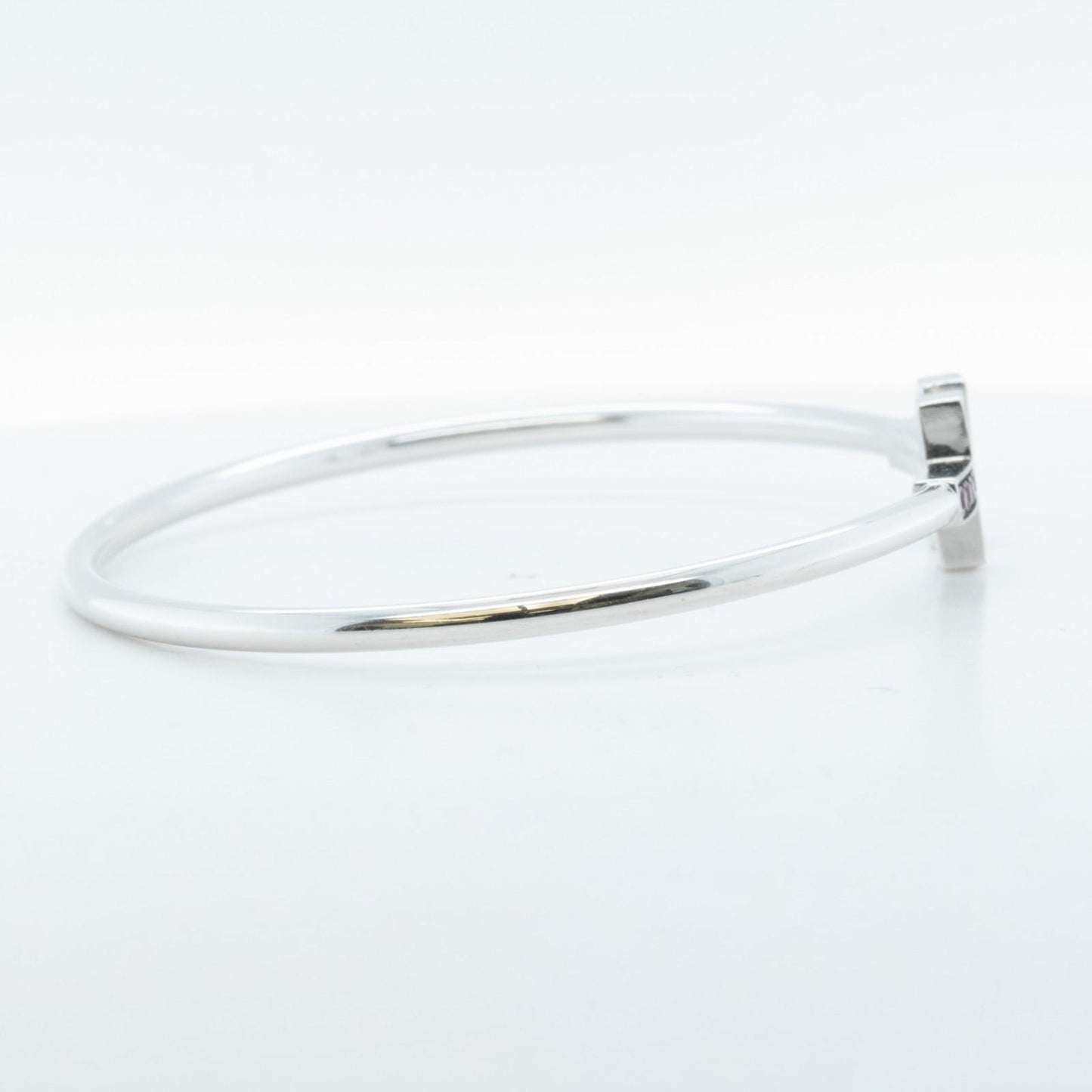 Tiffany & Co. Ruby Square T 18k White Gold Bangle Bracelet Italy GIFT BAG + BOX