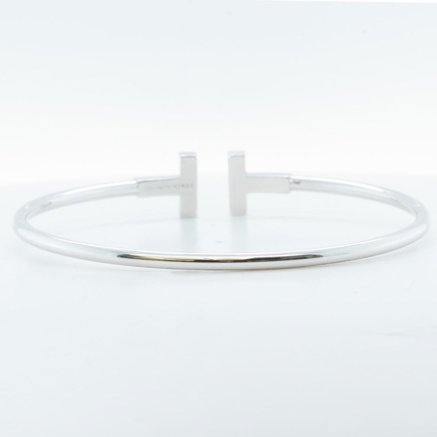 Tiffany & Co. Ruby Square T 18k White Gold Bangle Bracelet Italy GIFT BAG + BOX