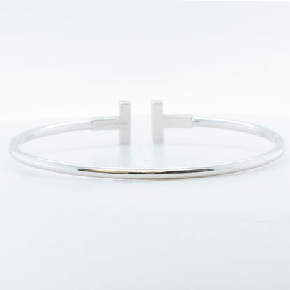 Tiffany & Co. Ruby Square T 18k White Gold Bangle Bracelet Italy GIFT BAG + BOX