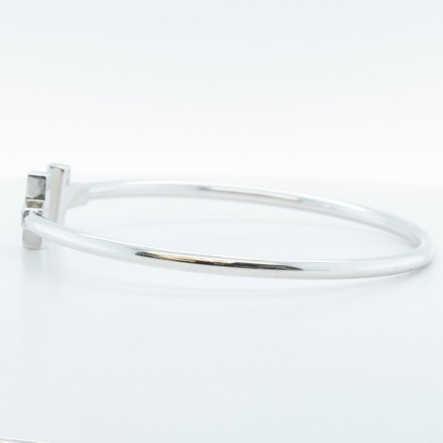 Tiffany & Co. Ruby Square T 18k White Gold Bangle Bracelet Italy GIFT BAG + BOX