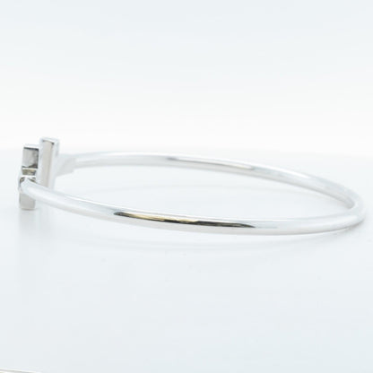 Tiffany & Co. Ruby Square T 18k White Gold Bangle Bracelet Italy GIFT BAG + BOX