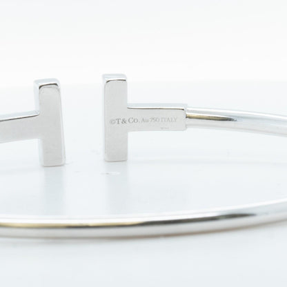 Tiffany & Co. Ruby Square T 18k White Gold Bangle Bracelet Italy GIFT BAG + BOX
