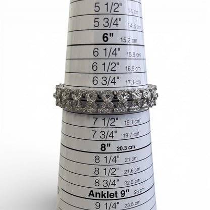 18k White Gold Diamond Fancy Leaf Link Station Bracelet 4.00ctw H-I SI2 50g