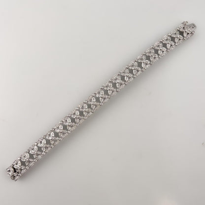 18k White Gold Diamond Fancy Leaf Link Station Bracelet 4.00ctw H-I SI2 50g